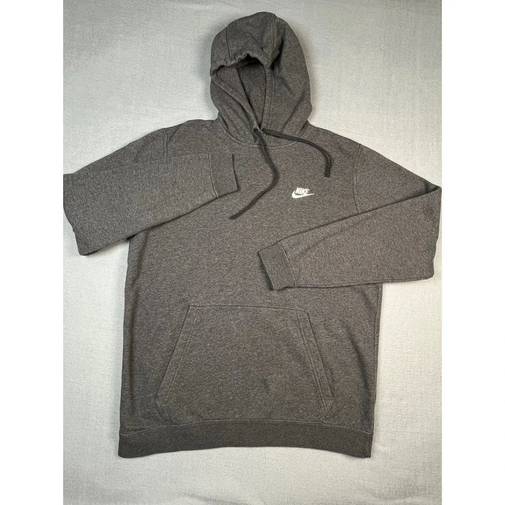 Nike Hoodie Charcoal Grey Pullover Sweatshirt Large Kangaroo Pocket‎ Cotton/poly